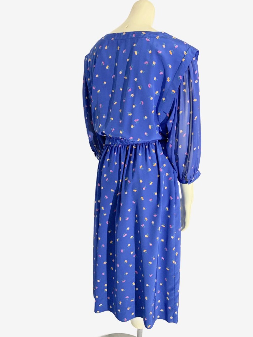 Vintage 1980s Albert Nipon Boutique Floral Midi Dress / size Small - Picture 12 of 14